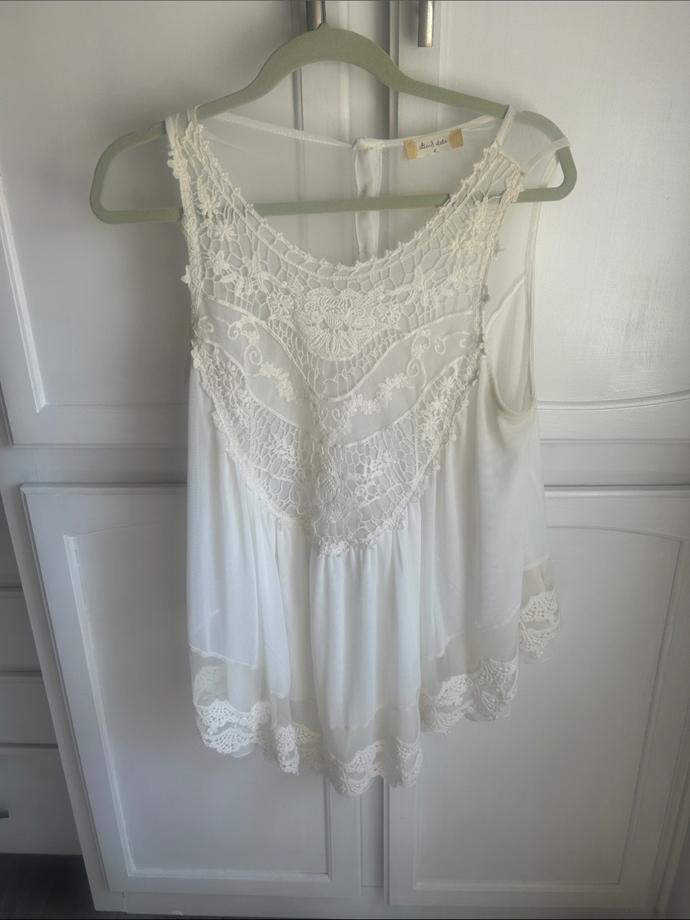 Source Unknown Cream Lace Crochet Sleeveless Top
